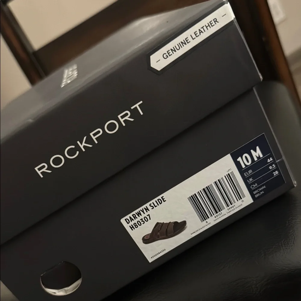 🔥Rockport Men's Dark Brown Darwyn Slide Brand New in Box‼️still in packaging‼️